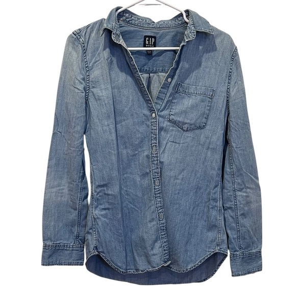 vintage gap denim long sleeve button up top western coquette preppy rustic y2k - Picture 1 of 8